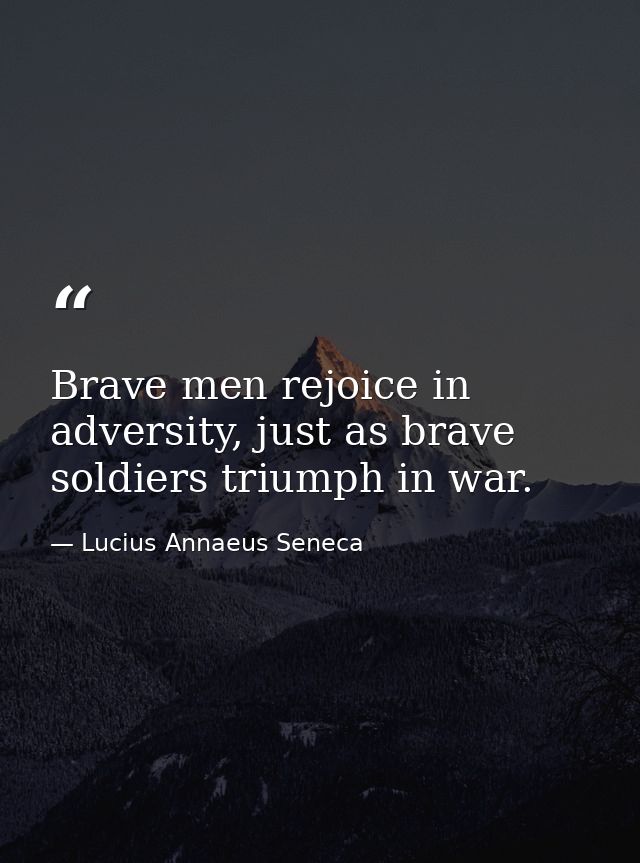 Brave men rejoice in adversity, just as brave soldiers triumph in war. — Lucius Annaeus Seneca