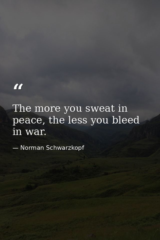 The more you sweat in peace, the less you bleed in war. — Norman Schwarzkopf