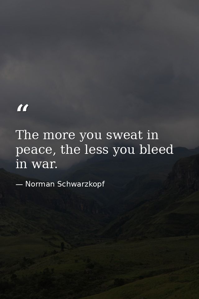 The more you sweat in peace, the less you bleed in war. — Norman Schwarzkopf