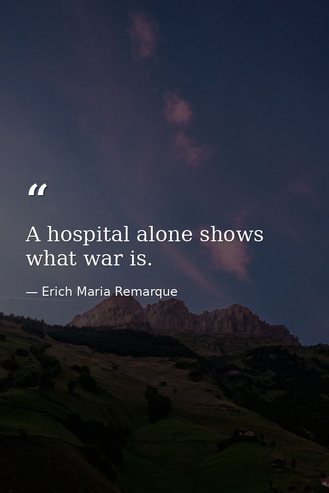 A hospital alone shows what war is. — Erich Maria Remarque