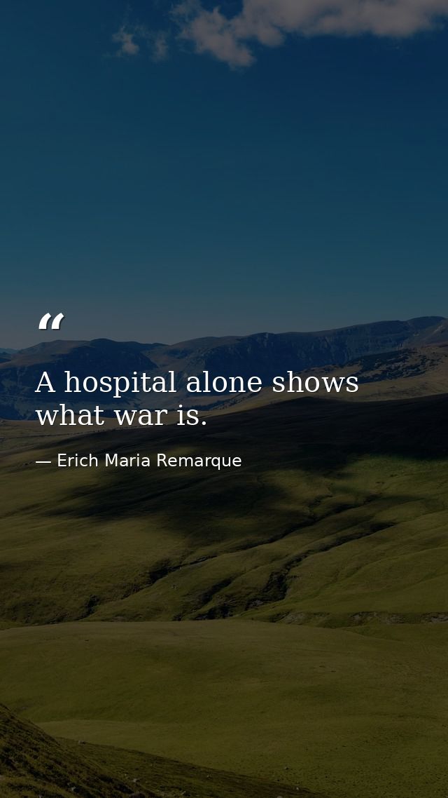 A hospital alone shows what war is. — Erich Maria Remarque