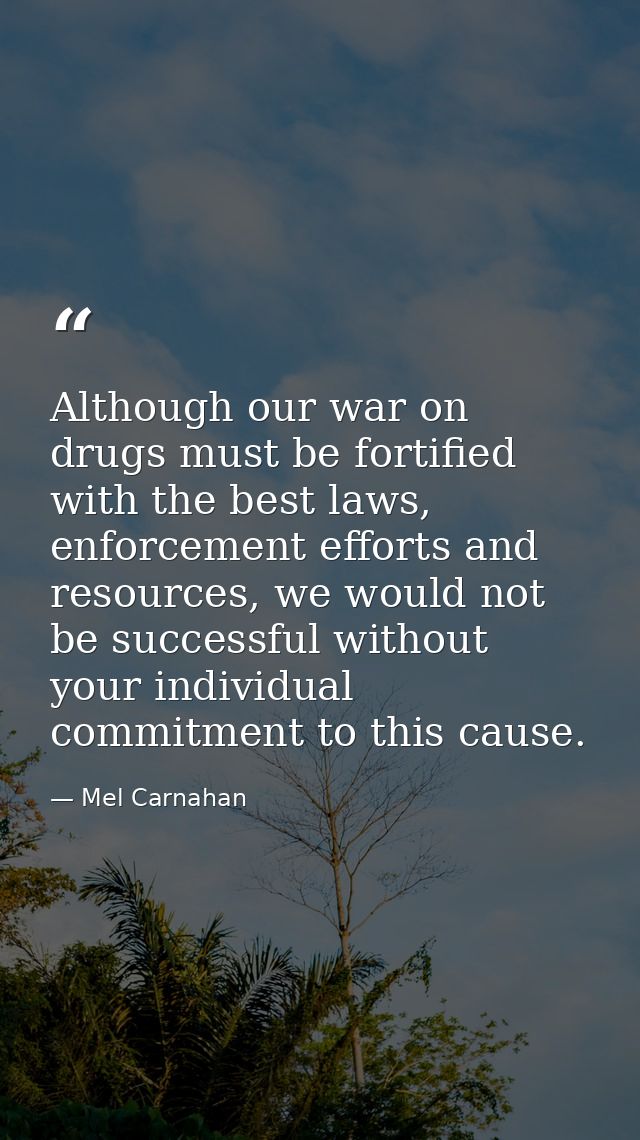 Although our war on drugs must be fortified with the best laws, enforcement efforts and resources, we would not be succe — Mel Carnahan