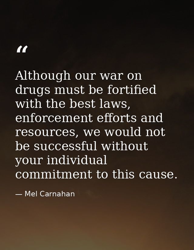 Although our war on drugs must be fortified with the best laws, enforcement efforts and resources, we would not be succe — Mel Carnahan
