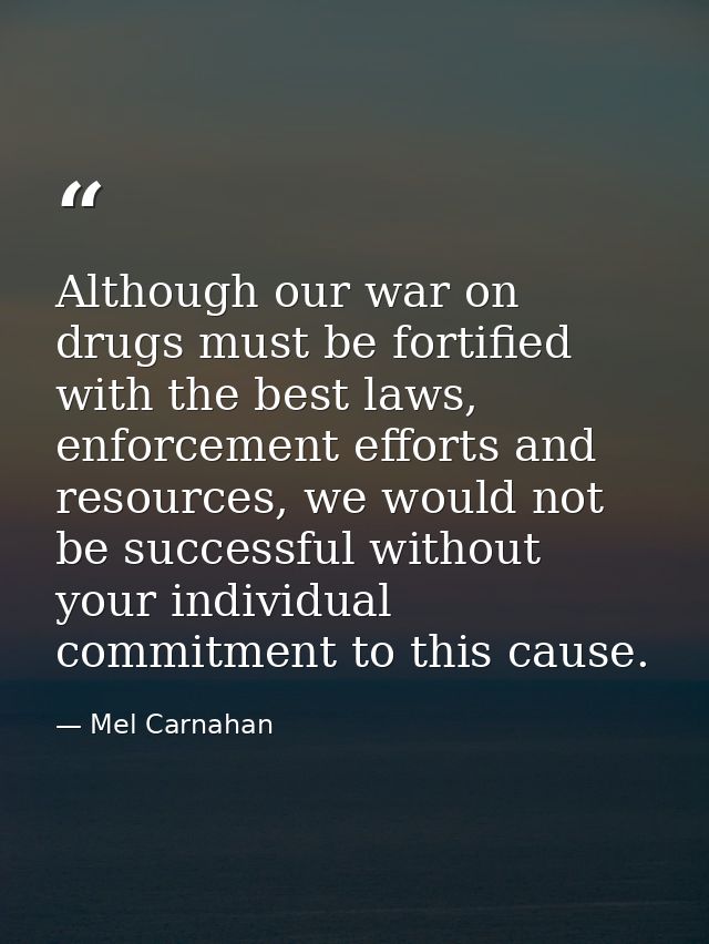 Although our war on drugs must be fortified with the best laws, enforcement efforts and resources, we would not be succe — Mel Carnahan