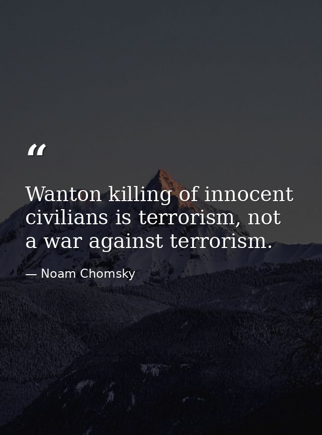 Wanton killing of innocent civilians is terrorism, not a war against terrorism. — Noam Chomsky