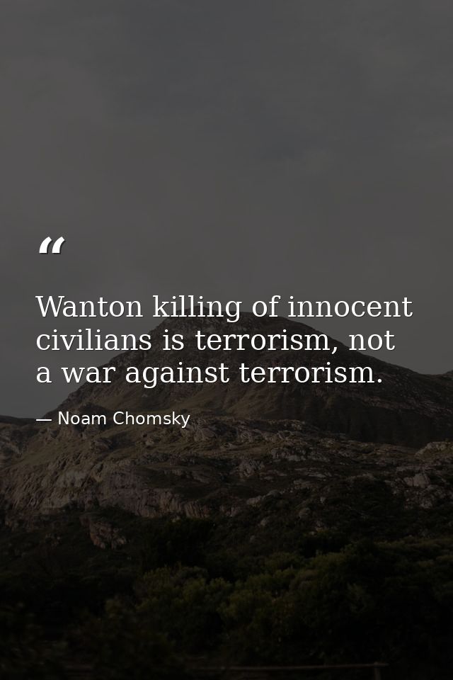 Wanton killing of innocent civilians is terrorism, not a war against terrorism. — Noam Chomsky