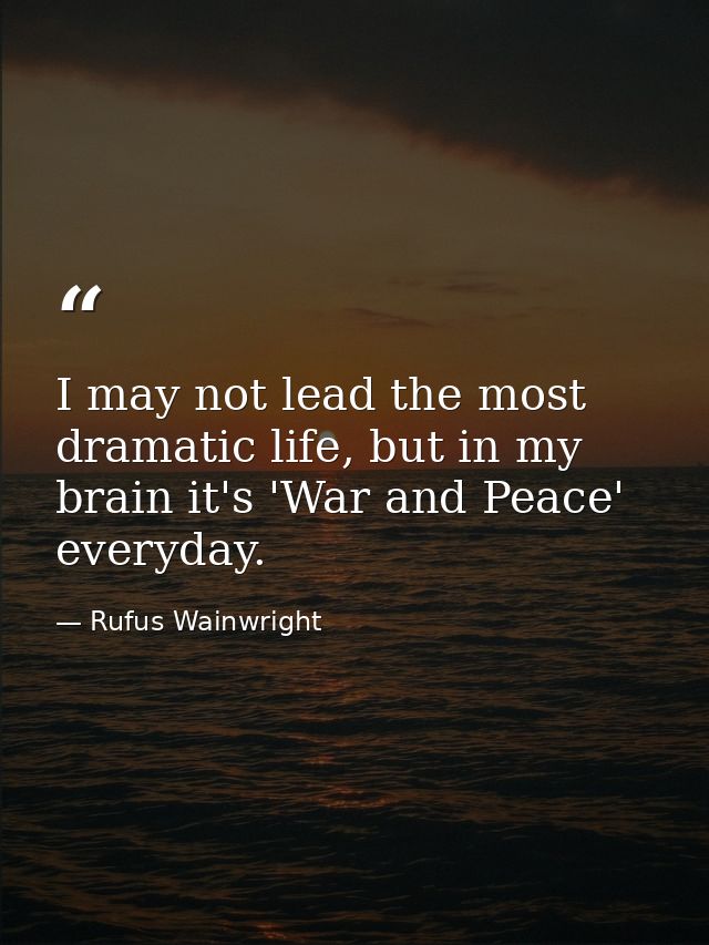 I may not lead the most dramatic life, but in my brain it's 'War and Peace' everyday. — Rufus Wainwright