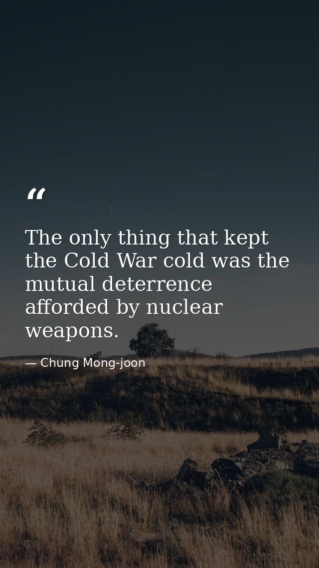 The only thing that kept the Cold War cold was the mutual deterrence afforded by nuclear weapons. — Chung Mong-joon
