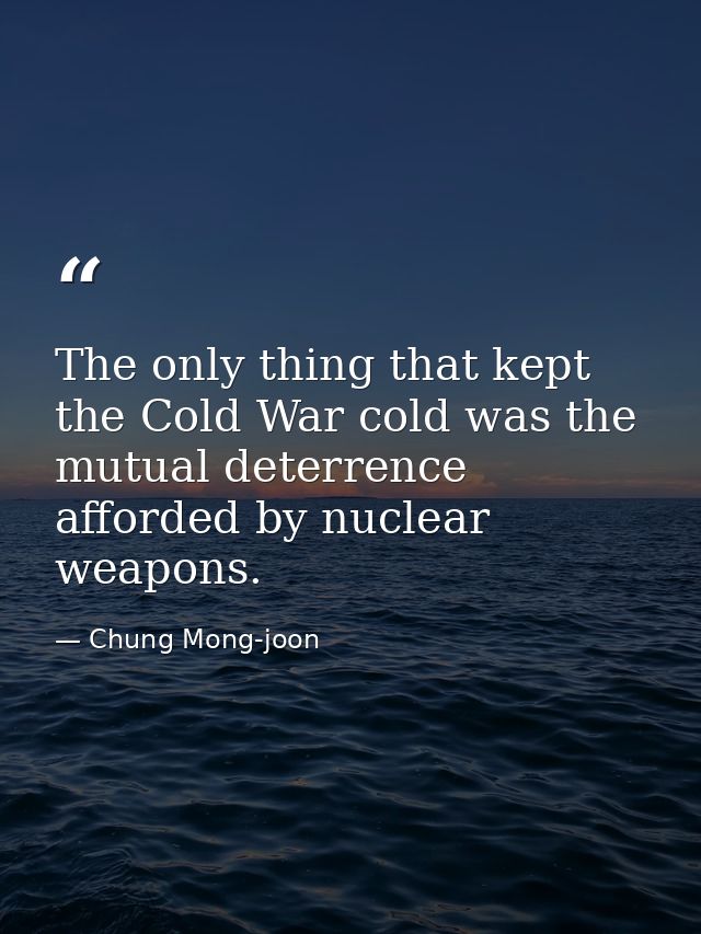 The only thing that kept the Cold War cold was the mutual deterrence afforded by nuclear weapons. — Chung Mong-joon