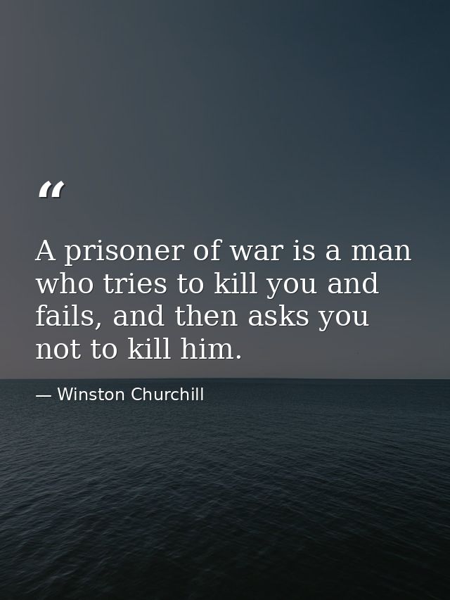 A prisoner of war is a man who tries to kill you and fails, and then asks you not to kill him. — Winston Churchill