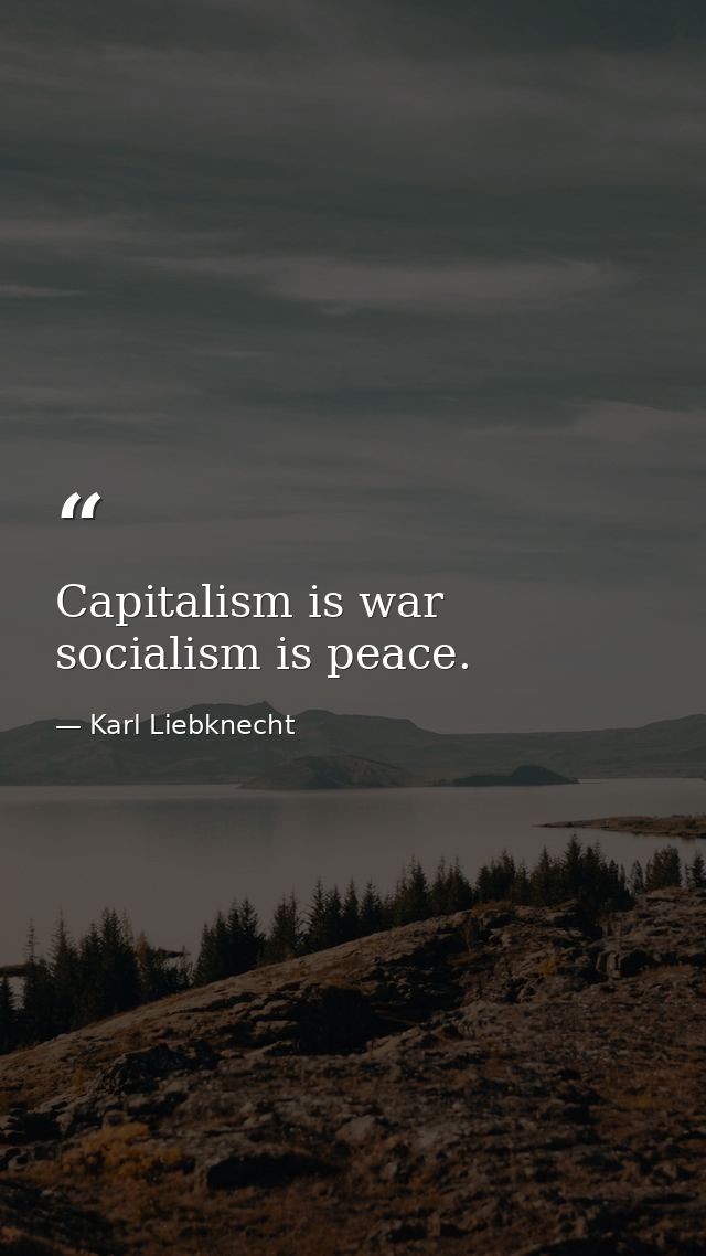 Capitalism is war socialism is peace. — Karl Liebknecht