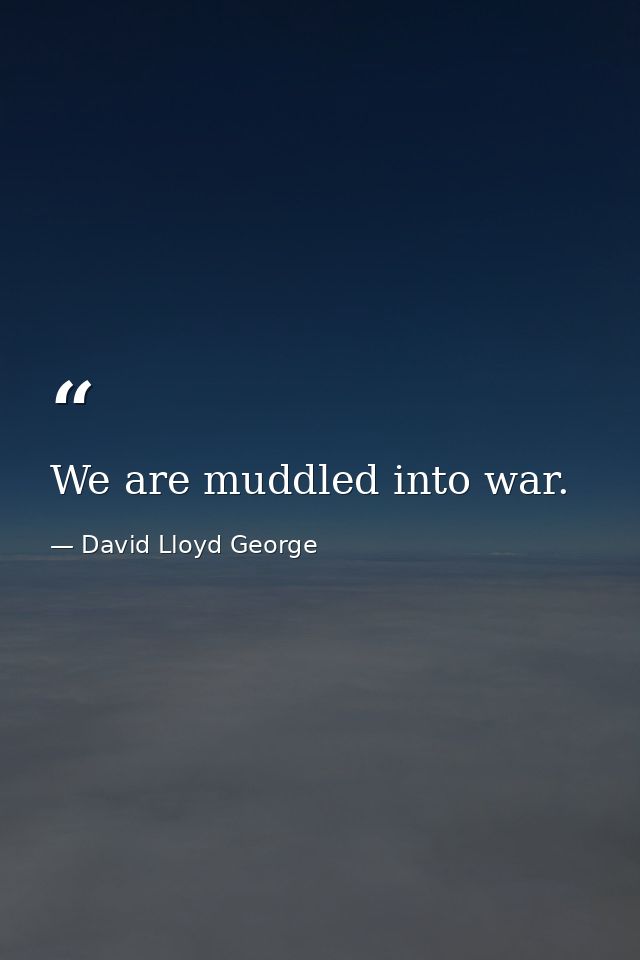 We are muddled into war. — David Lloyd George
