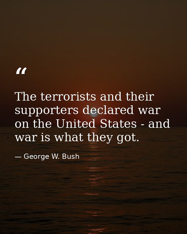 The terrorists and their supporters declared war on the United States - and war is what they got. — George W. Bush