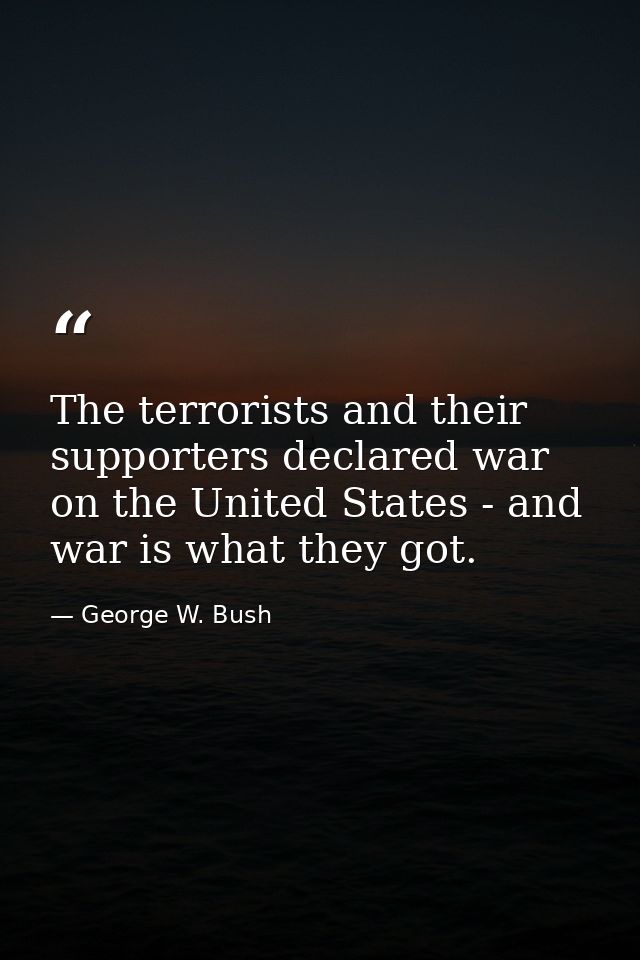 The terrorists and their supporters declared war on the United States - and war is what they got. — George W. Bush