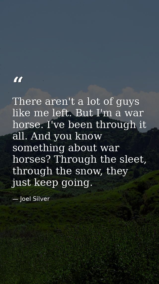 There aren't a lot of guys like me left. But I'm a war horse. I've been through it all. And you know something about war — Joel Silver