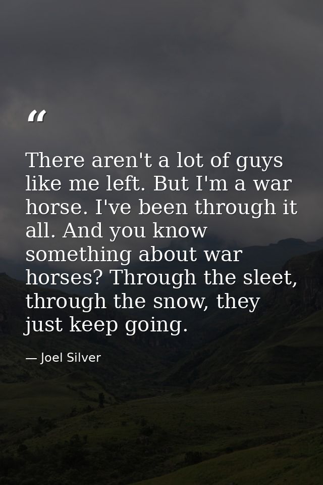 There aren't a lot of guys like me left. But I'm a war horse. I've been through it all. And you know something about war — Joel Silver