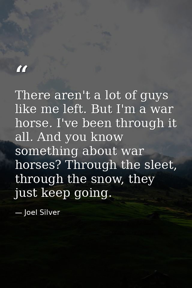 There aren't a lot of guys like me left. But I'm a war horse. I've been through it all. And you know something about war — Joel Silver