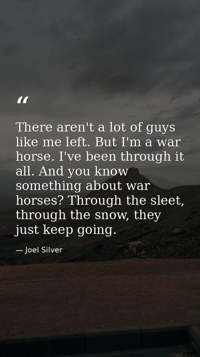 There aren't a lot of guys like me left. But I'm a war horse. I've been through it all. And you know something about war — Joel Silver