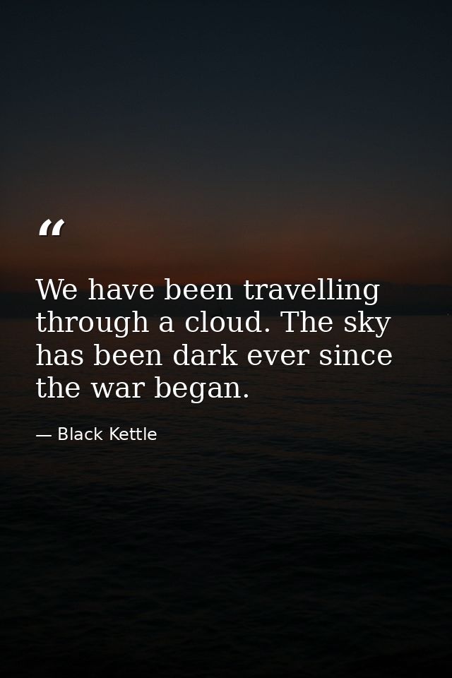 We have been travelling through a cloud. The sky has been dark ever since the war began. — Black Kettle
