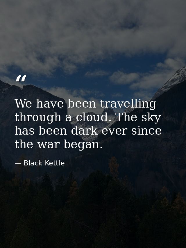 We have been travelling through a cloud. The sky has been dark ever since the war began. — Black Kettle