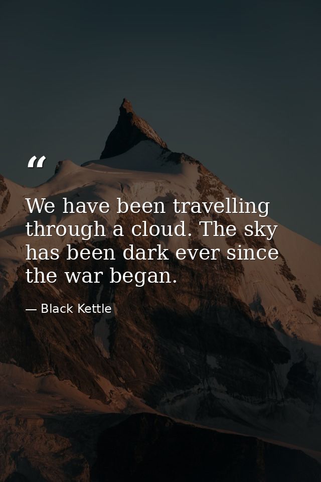 We have been travelling through a cloud. The sky has been dark ever since the war began. — Black Kettle