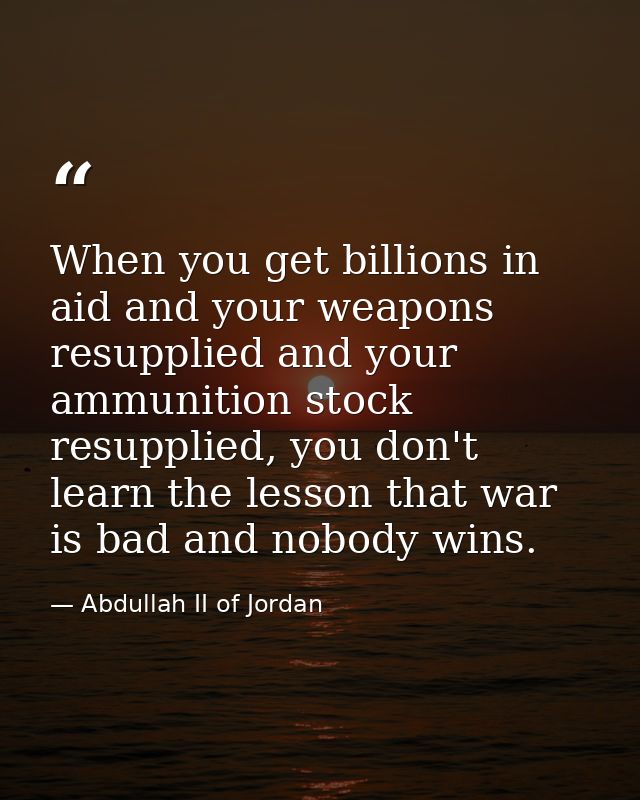 When you get billions in aid and your weapons resupplied and your ammunition stock resupplied, you don't learn the lesso — Abdullah II of Jordan