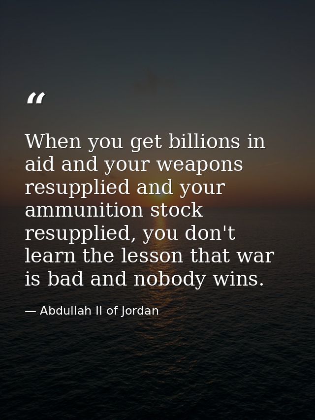 When you get billions in aid and your weapons resupplied and your ammunition stock resupplied, you don't learn the lesso — Abdullah II of Jordan