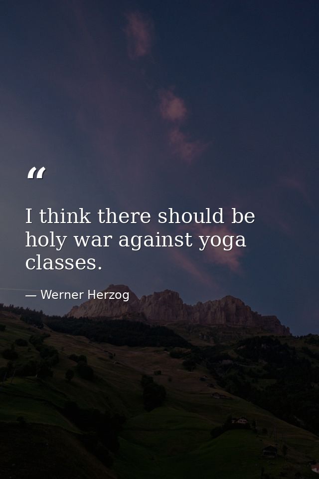 I think there should be holy war against yoga classes. — Werner Herzog