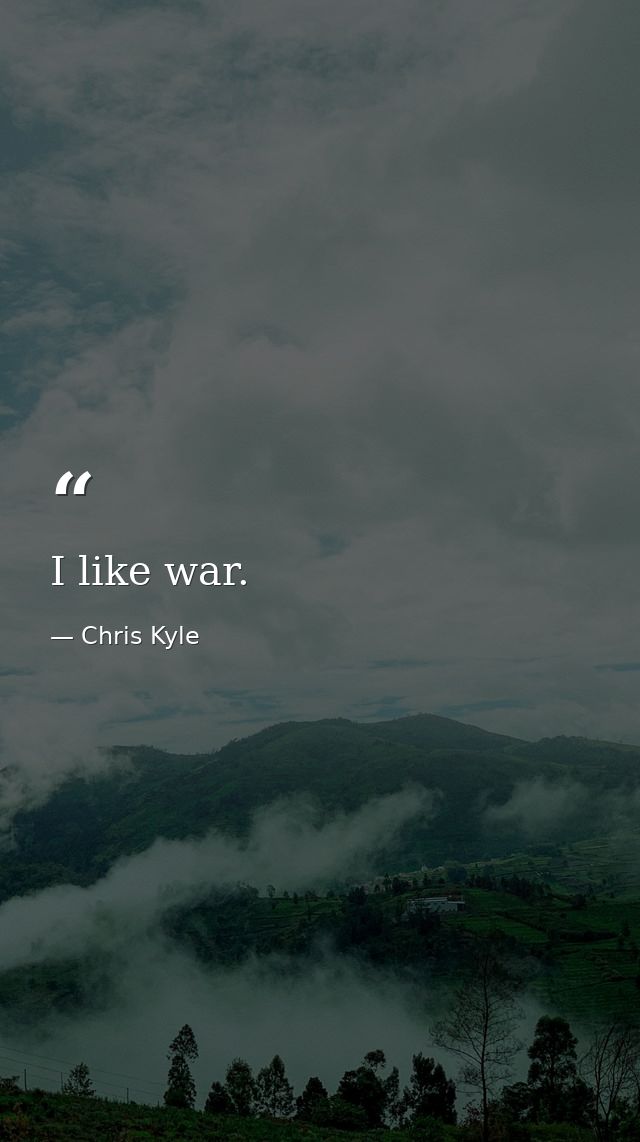 I like war. — Chris Kyle