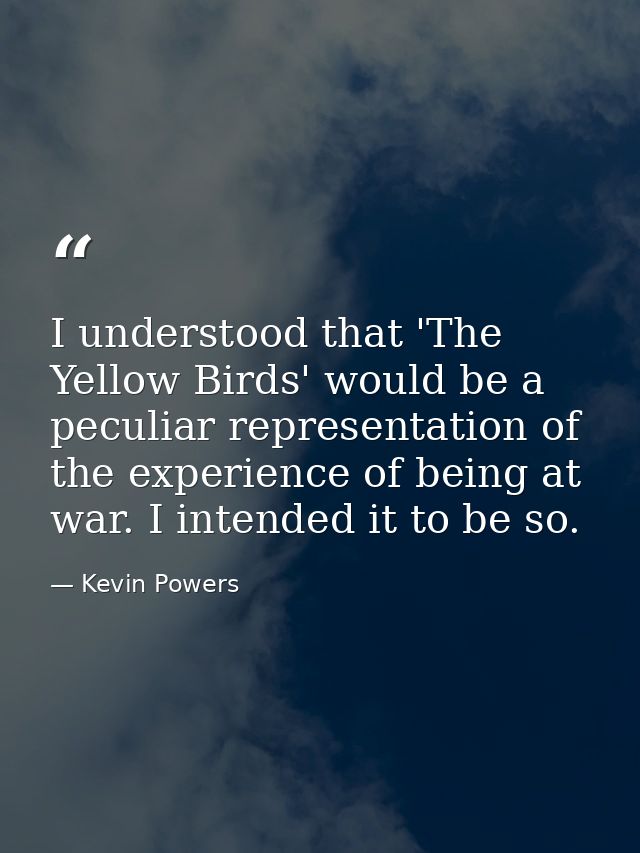 I understood that 'The Yellow Birds' would be a peculiar representation of the experience of being at war. I intended it — Kevin Powers