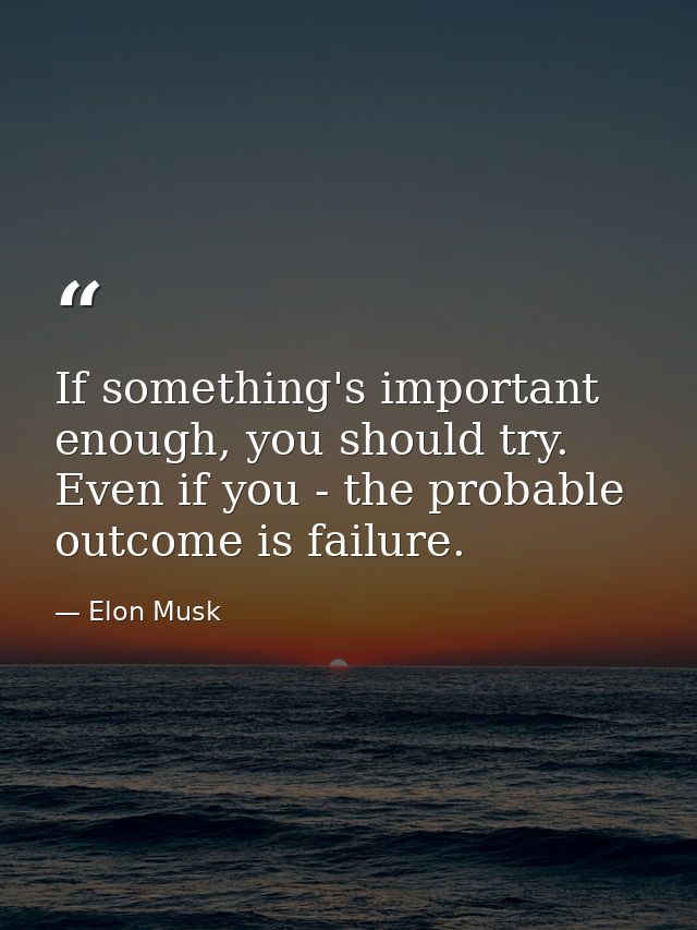 If something's important enough, you should try. Even if you - the probable outcome is failure. — Elon Musk