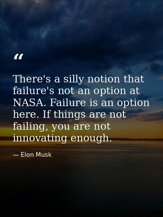 There's a silly notion that failure's not an option at NASA. Failure is an option here. If things are not failing, you a — Elon Musk