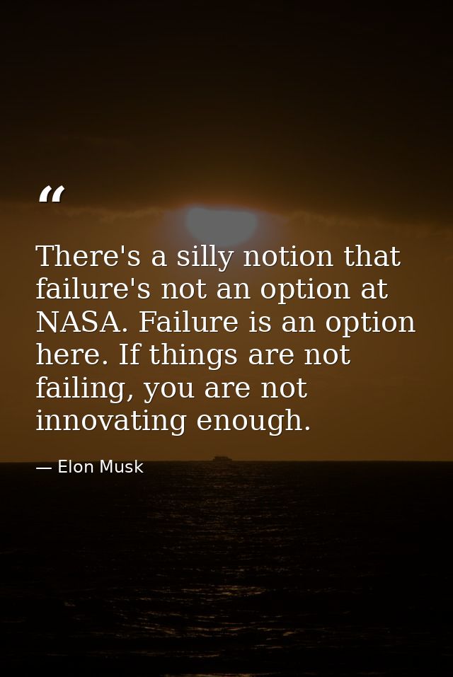 There's a silly notion that failure's not an option at NASA. Failure is an option here. If things are not failing, you a — Elon Musk