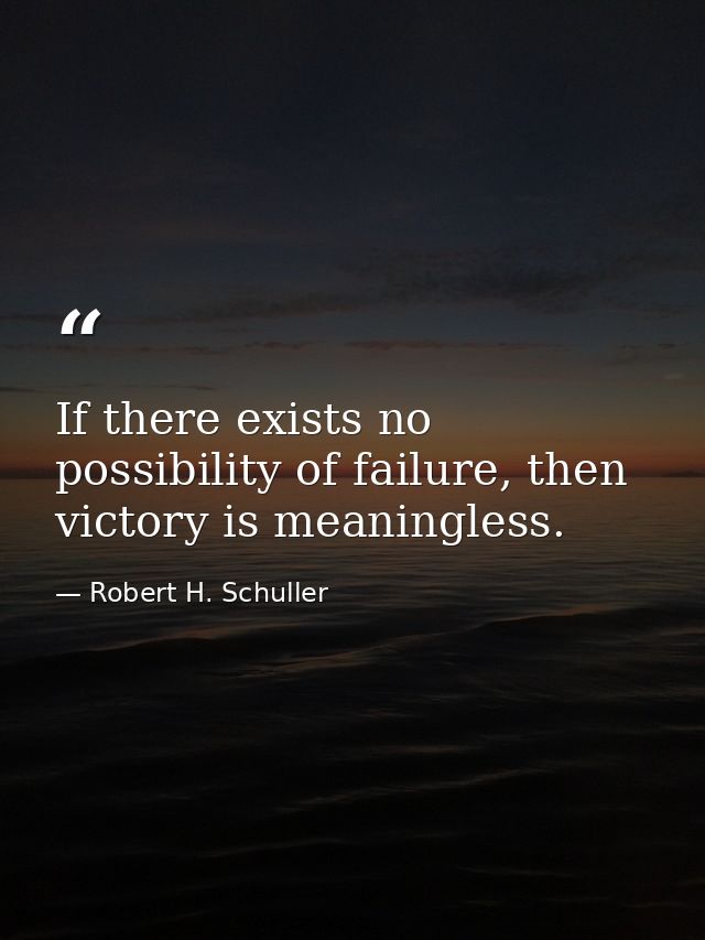 If there exists no possibility of failure, then victory is meaningless. — Robert H. Schuller