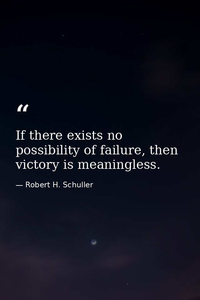 If there exists no possibility of failure, then victory is meaningless. — Robert H. Schuller