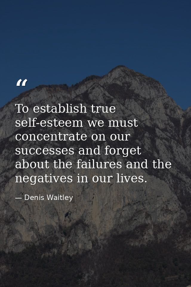 To establish true self-esteem we must concentrate on our successes and forget about the failures and the negatives in ou — Denis Waitley