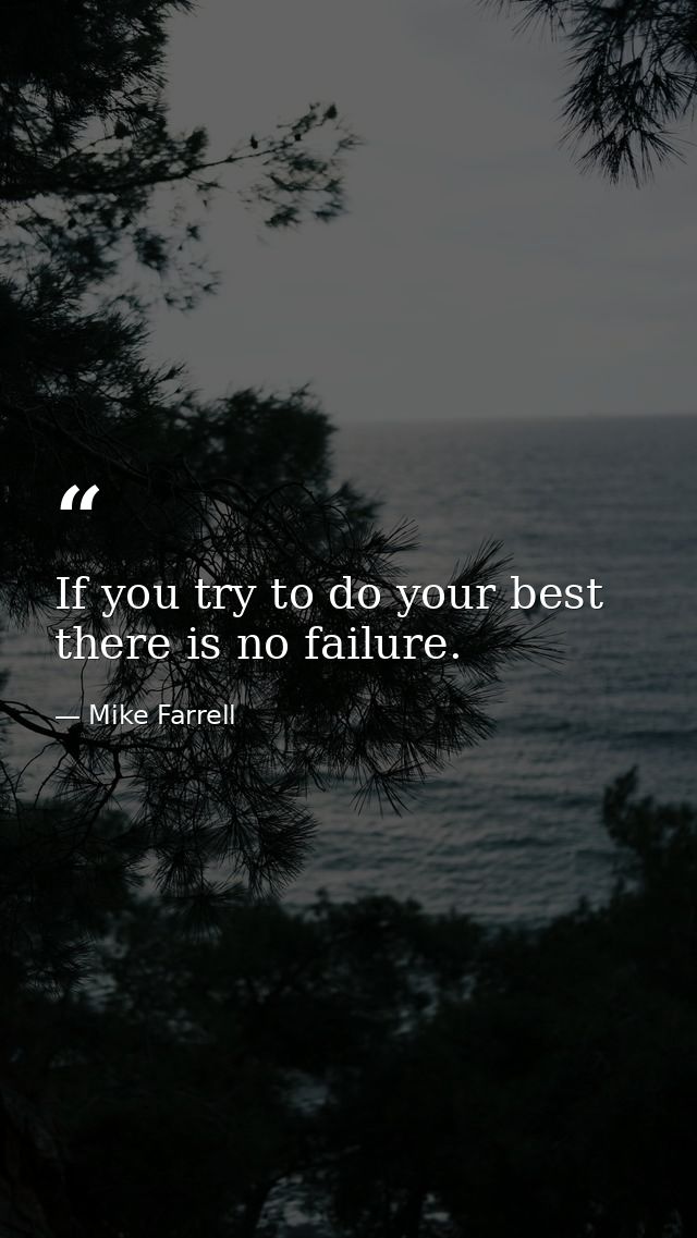 If you try to do your best there is no failure. — Mike Farrell