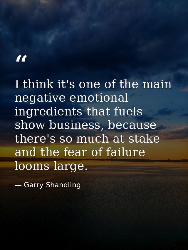 I think it's one of the main negative emotional ingredients that fuels show business, because there's so much at stake a — Garry Shandling