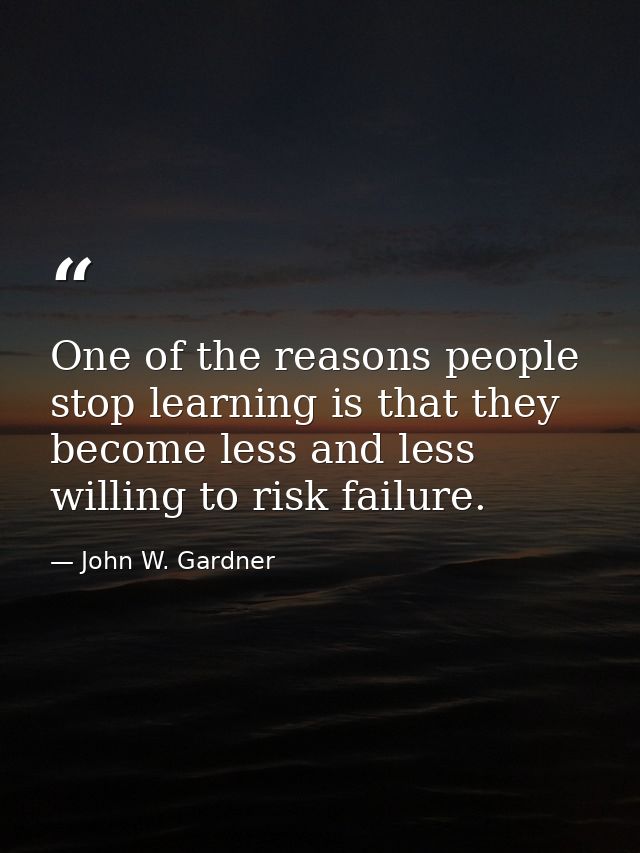 One of the reasons people stop learning is that they become less and less willing to risk failure. — John W. Gardner