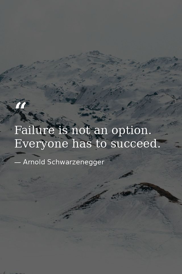 Failure is not an option. Everyone has to succeed. — Arnold Schwarzenegger