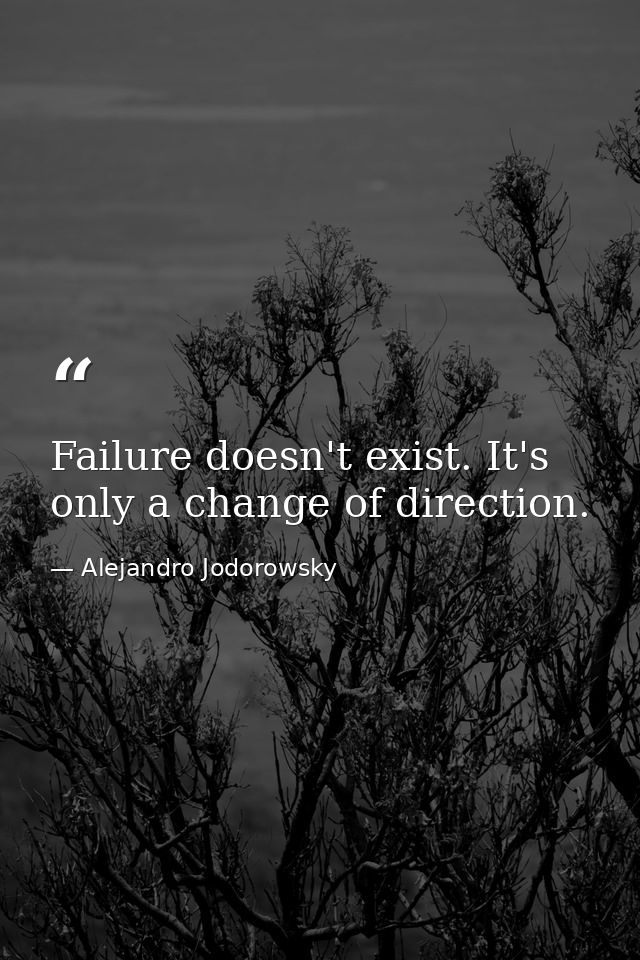 Failure doesn't exist. It's only a change of direction. — Alejandro Jodorowsky