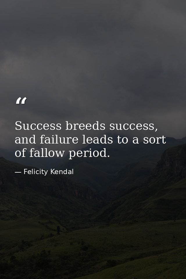 Success breeds success, and failure leads to a sort of fallow period. — Felicity Kendal