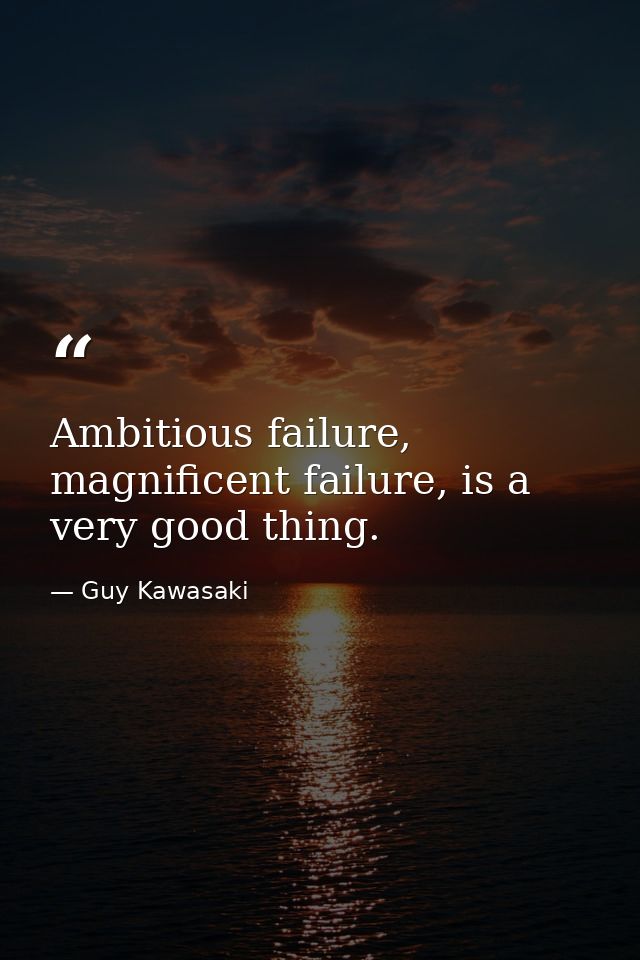 Ambitious failure, magnificent failure, is a very good thing. — Guy Kawasaki