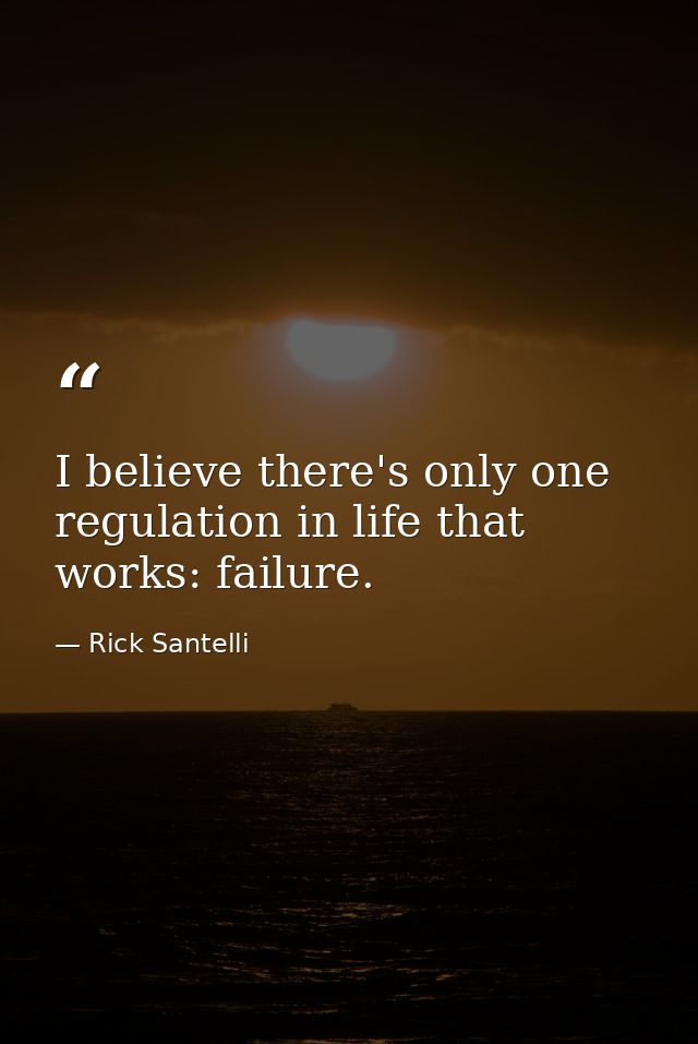 I believe there's only one regulation in life that works: failure. — Rick Santelli