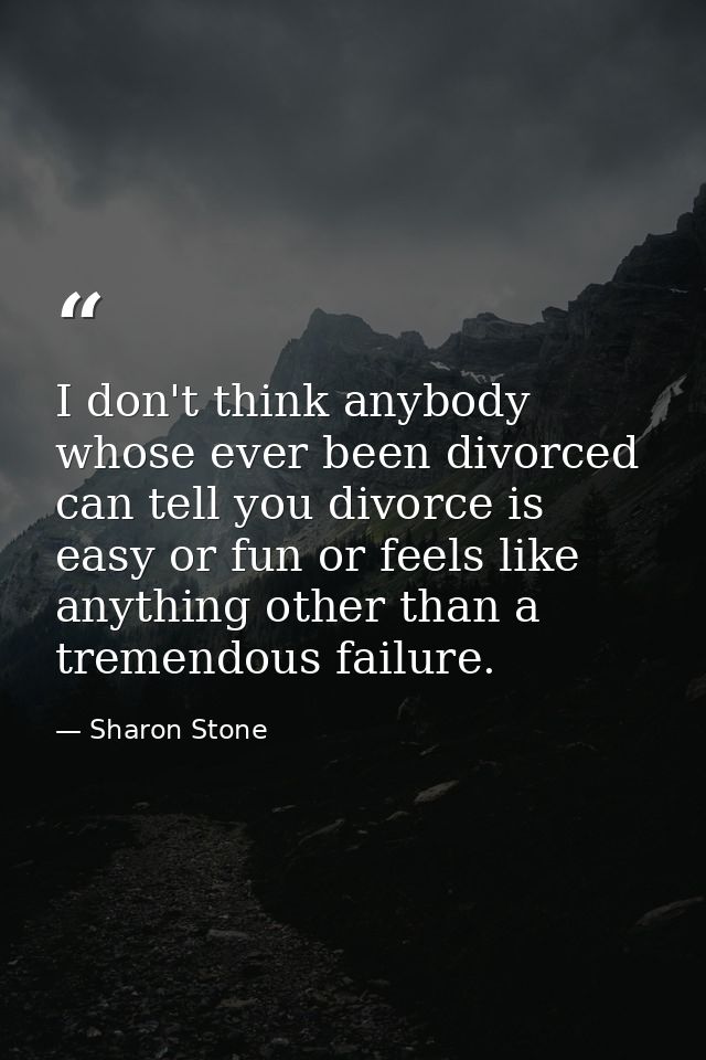 I don't think anybody whose ever been divorced can tell you divorce is easy or fun or feels like anything other than a t — Sharon Stone