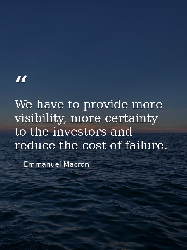We have to provide more visibility, more certainty to the investors and reduce the cost of failure. — Emmanuel Macron