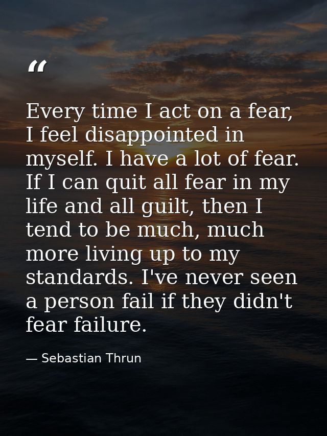 Every time I act on a fear, I feel disappointed in myself. I have a lot of fear. If I can quit all fear in my life and a — Sebastian Thrun