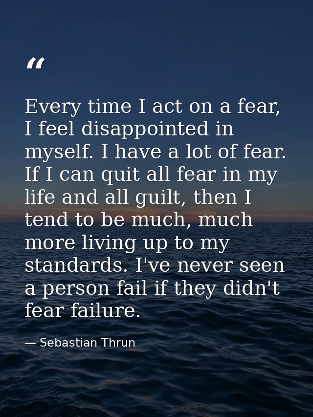 Every time I act on a fear, I feel disappointed in myself. I have a lot of fear. If I can quit all fear in my life and a — Sebastian Thrun
