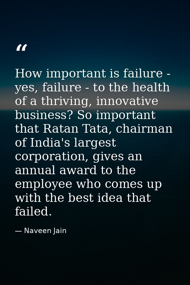 How important is failure - yes, failure - to the health of a thriving, innovative business? So important that Ratan Tata — Naveen Jain