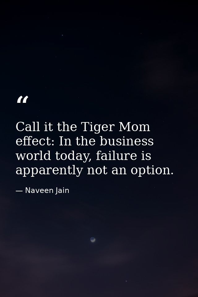 Call it the Tiger Mom effect: In the business world today, failure is apparently not an option. — Naveen Jain